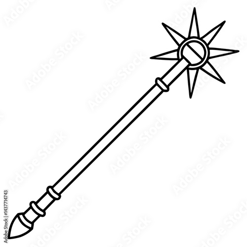 Mace vector line art on white background