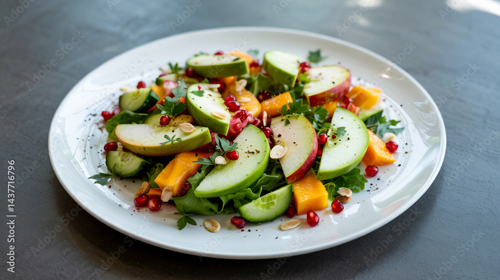 Delicious Apple Mango Salad with Pomegranate and Cucumber Delicious Apple Mango Salad with Pomegranate and Cucumber