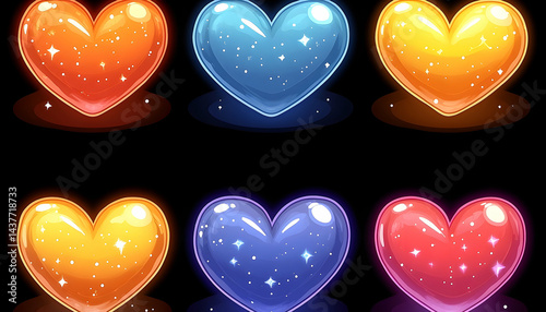 Colorful heart design elements