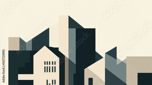 Abstract city skyline illustration, urban landscape, minimalist design, background for website