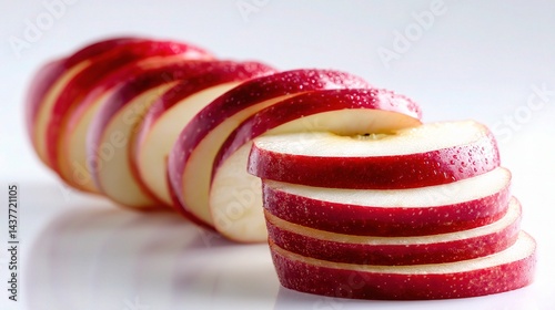 Neatly Arranged Sliced Red Apple Rings on a Clean Surface