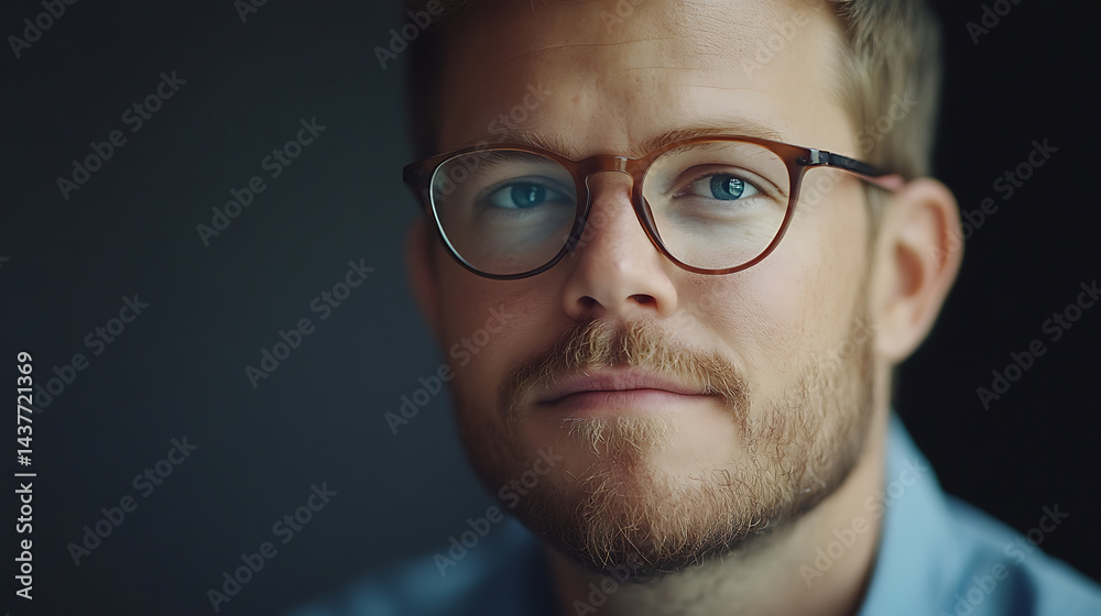 Close-up of a Man with Glasses Close-up of a Man with Glasses