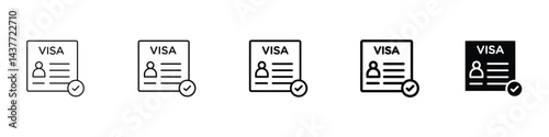 Set of 5 pixel perfect Start up visa icon with 1 unexpanded, 1 silhouette, An illustration representing a startup visa concept for entrepreneurs and new business immigration