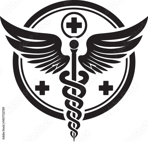 Caduceus Snake Medical Health Logo Symbol Asclepius Wand And Health Related Icon