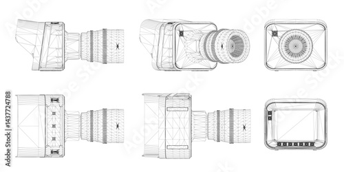 A close up of a camera with a lens. The camera is a small device with a lens and a screen