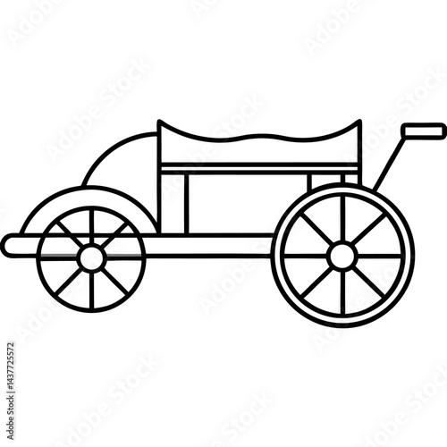 War Chariot vector line art on white background