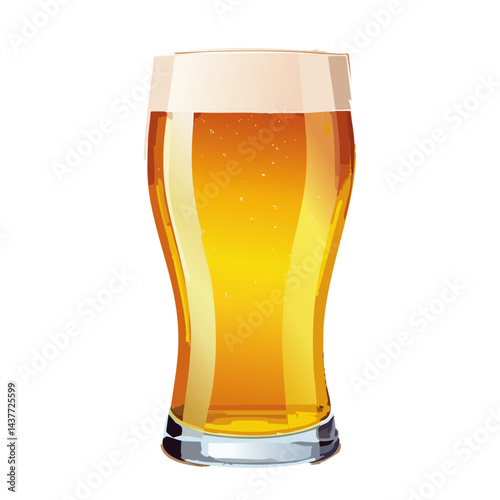 Glass of beer vector realistic illustration. Refreshing alcoholic drink image on isolated background. For bar and menu