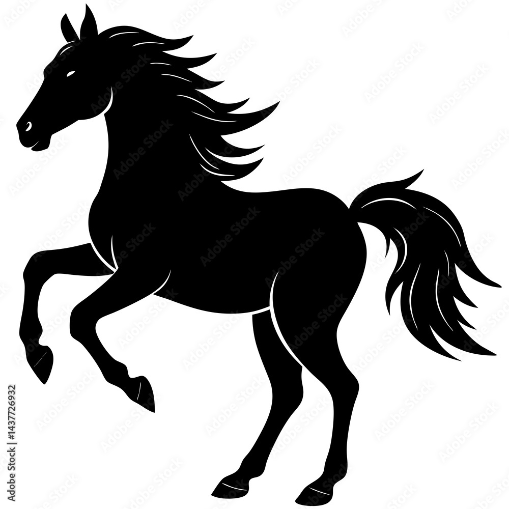 Obraz premium black horse vector illustration silhouette vector illustration on white background.