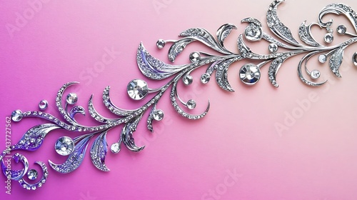 Silver Crystal Vine with Pink Background.