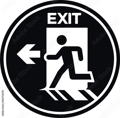 Emergency Exit Icon Black Filled Silhouette Vector On Isolated White Background