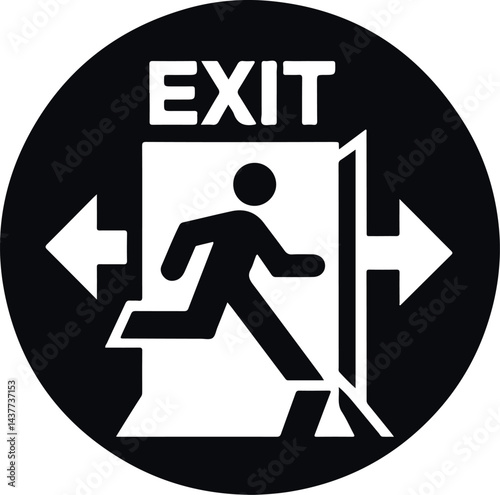 Emergency Exit Icon Black Filled Silhouette Vector On Isolated White Background