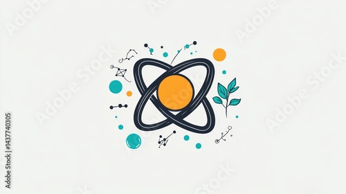 Atom, science, nature, technology, sustainability, background, design, illustration