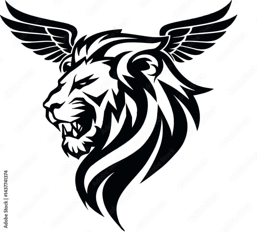 custom made wallpaper toronto digitalMajestic Lion Head Silhouette with Wings