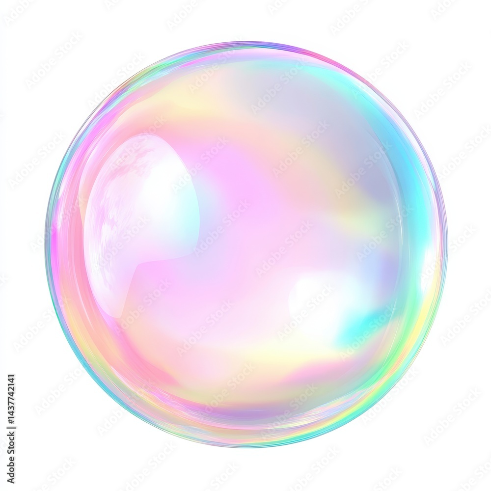 A vibrant, iridescent soap bubble, with a rainbow of colors reflecting light A vibrant, iridescent soap bubble, with a rainbow of colors reflecting light