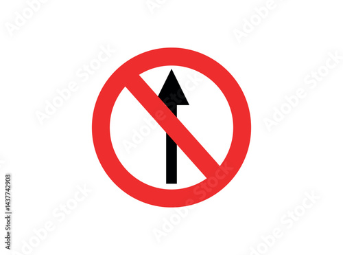 No Straight Ahead Sign Vector