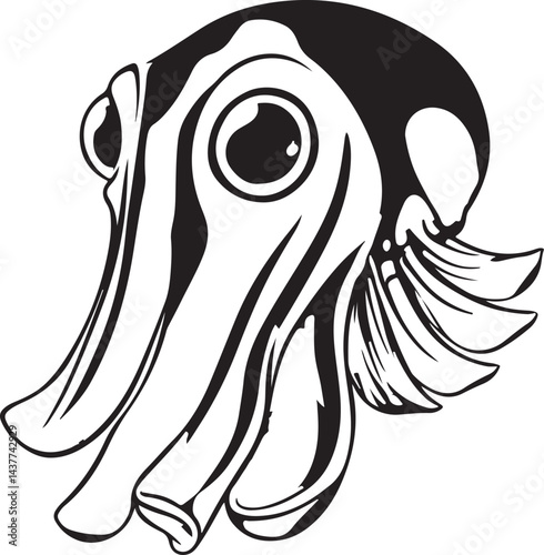 Wallpaper Mural vector illustration of a sketch of a cuttlefish Torontodigital.ca