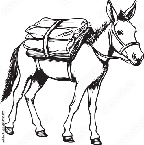 donkey carrying goods