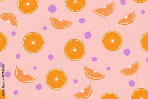 pattern of oranges on a pink background