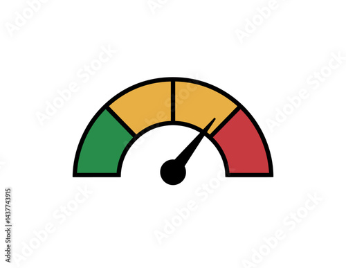 Speedometer icon vector isolated on white. Risk meter icon.