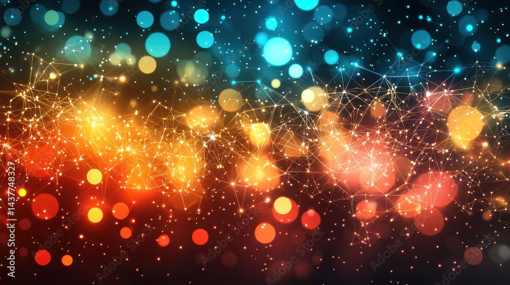 Fototapeta premium Colorful Bokeh Background with Bright Light Effects and Stars