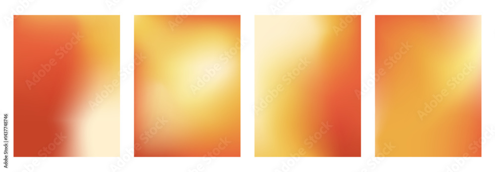 Warm gradient background. Sunny autumn gradation templates set. Vector bright fall backdrops with blur effect. Soft ombre orange yellow and red wallpaper design. Sun light abstract graphic design. Warm gradient background. Sunny autumn gradation templates set. Vector bright fall backdrops with blur effect. Soft ombre orange yellow and red wallpaper design. Sun light abstract graphic design.