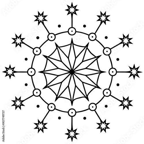 Sacred eclipse mandala illustration