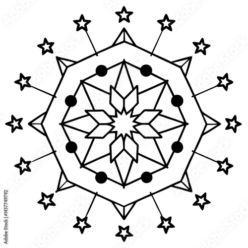 Sacred eclipse mandala illustration