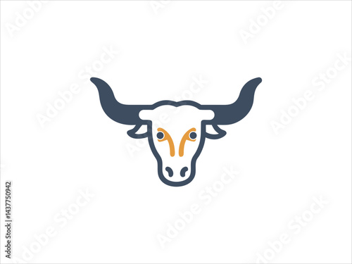 A clean, bold silhouette of a longhorn cattle head.