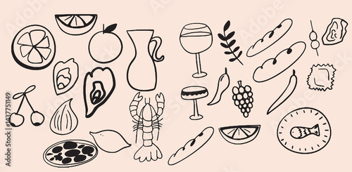  Hand drawn vintage any type of food in all vectors. Such as : Italian, Asian, Mexico and etc