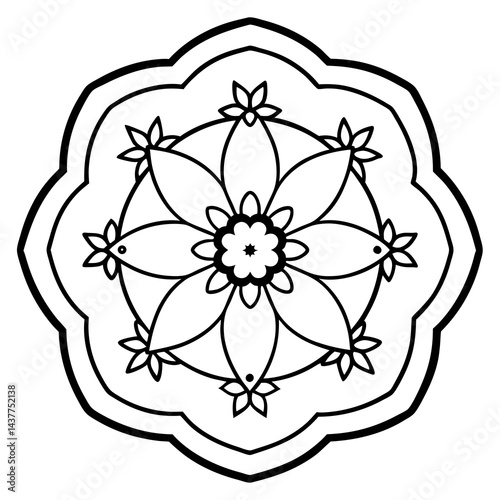 Sakura mandala with blooming cherry flowers
