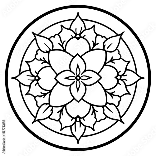 Sakura mandala with blooming cherry flowers