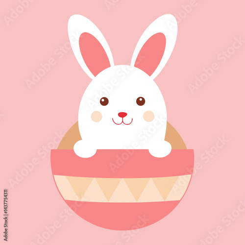 Happy Easter day with bunny and eggs 