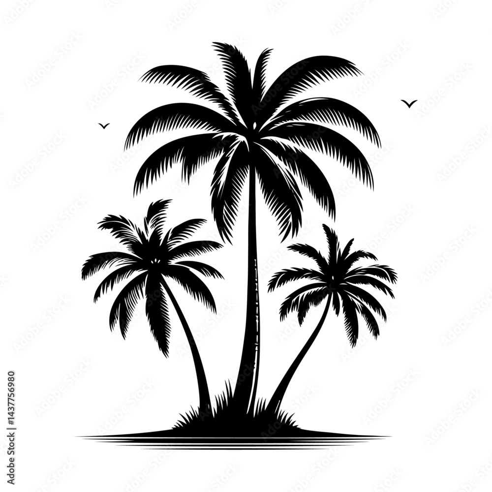 Fototapeta premium palm tree silhouette vector style