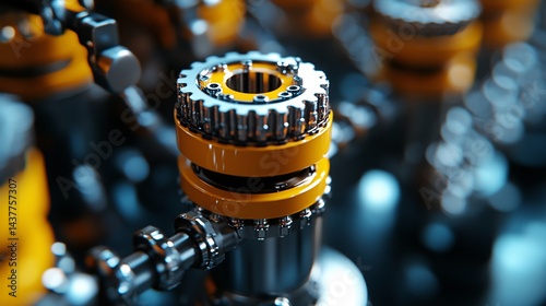 advanced mechanical components with industrial gear mechanism for engineering and manufacturing innovation photo