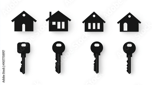 House keys icons; home ownership; white background; real estate