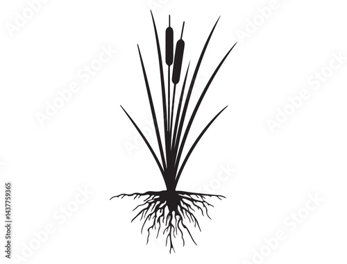  CATTAIL SILHOUETTE WHITE BACKGROUND