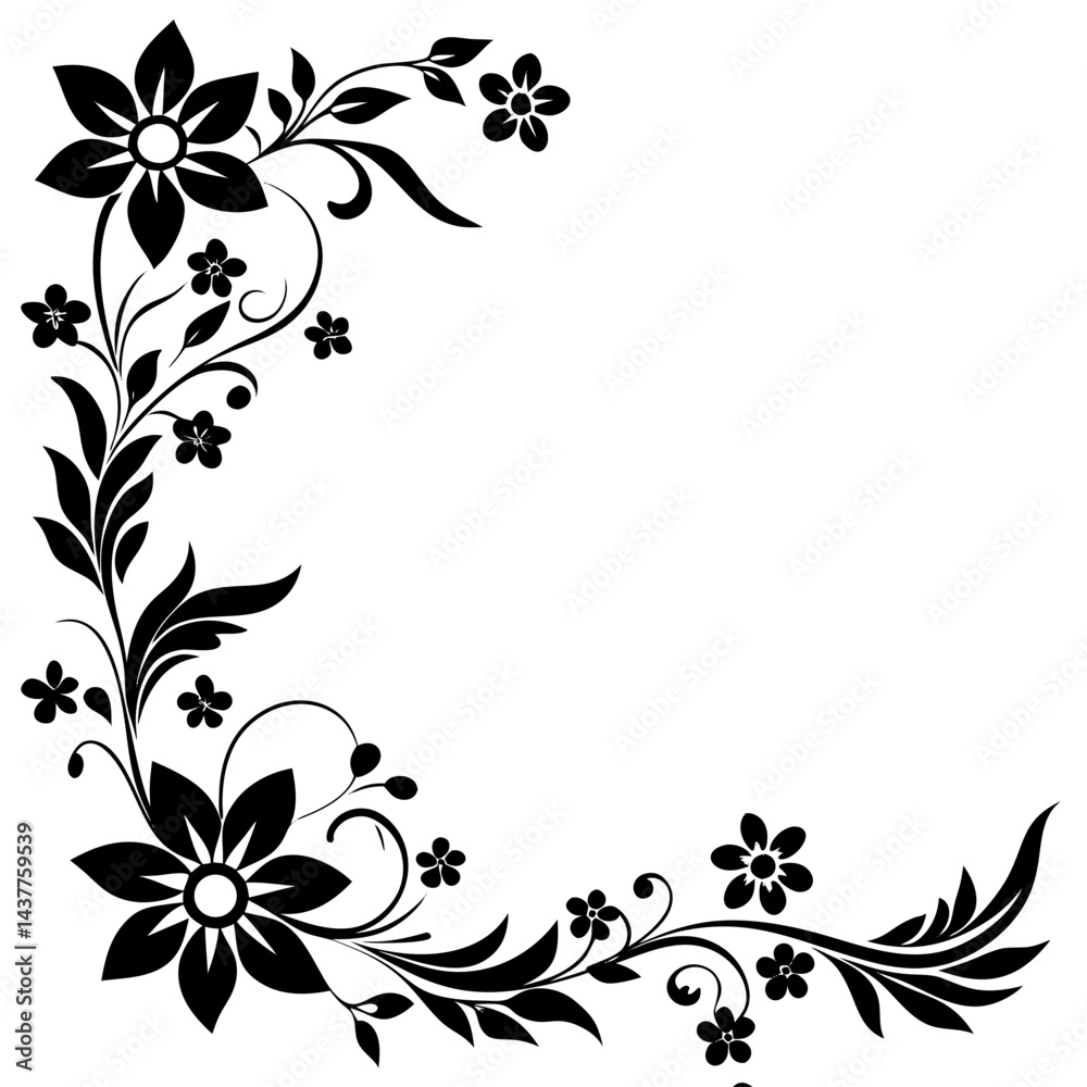 Floral border corner with delicate Floral border corner with delicate