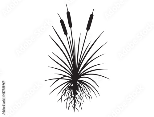  CATTAIL SILHOUETTE WHITE BACKGROUND