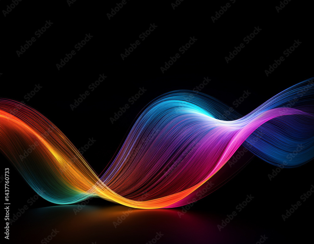 Naklejka premium A dynamic graphic with colorful lines that swirl. Design element for technology, science, music or modern concept.