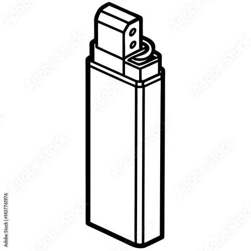 Cigarette lighter vector template isolated on a grey background outline technical sketch
