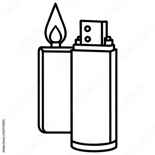 Cigarette lighter vector template isolated on a grey background outline technical sketch