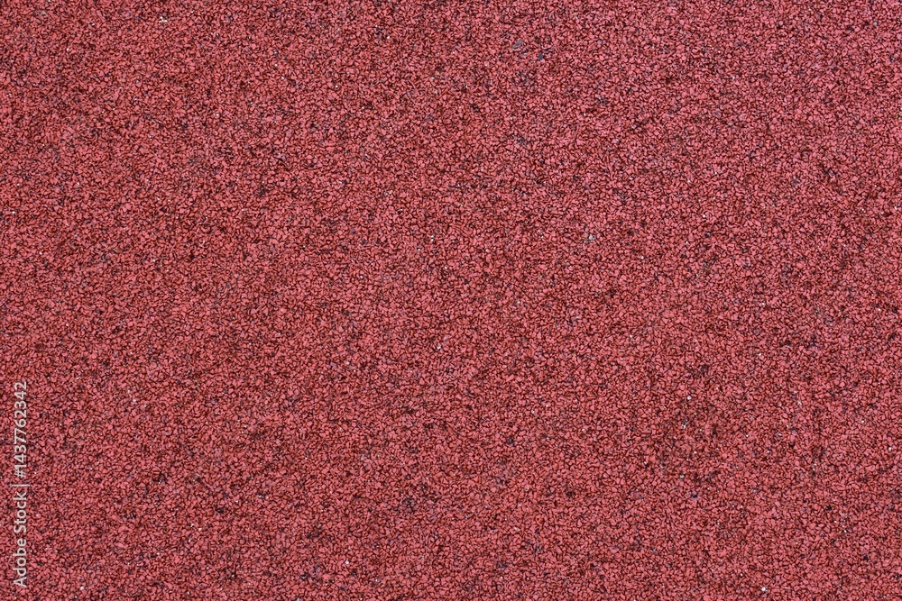 Red sports field rubber coating close up macro view. Playground paving background texture extremely close. Red sports field rubber coating close up macro view. Playground paving background texture extremely close.