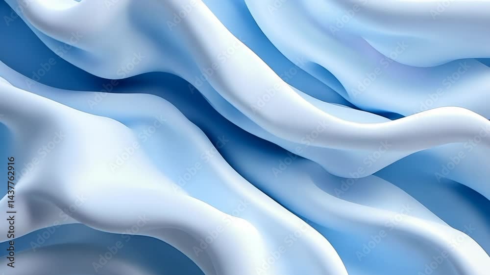 Rippling waves of blue fabric create an elegant display that captivates with its soft texture and flowing design Generative AI