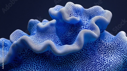 detailed close-up of vibrant blue coral showcasing intricate textures and natural marine beauty