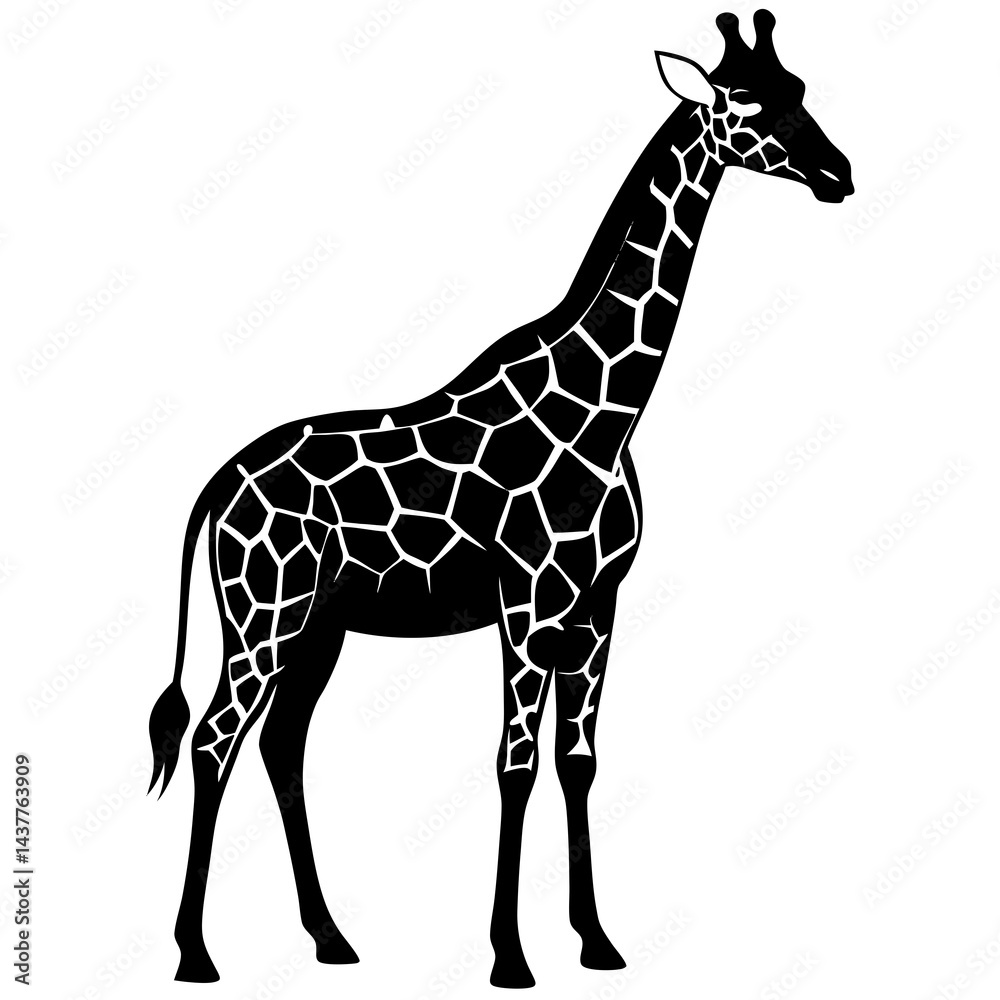 Naklejka premium giraffe silhouette with white background