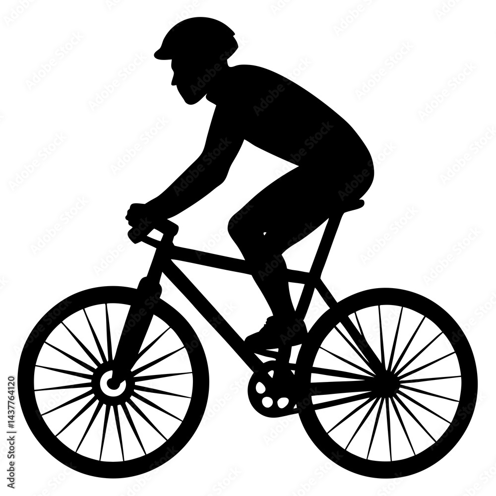 Bicycle riding Silhouette Vector on white background Bicycle riding Silhouette Vector on white background