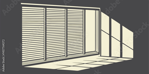 Modern Window Blinds Light and Shadow Interior Vector Silhouette