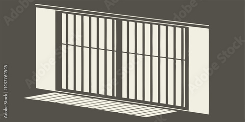 Modern Window Blinds Light and Shadow Interior Vector Silhouette
