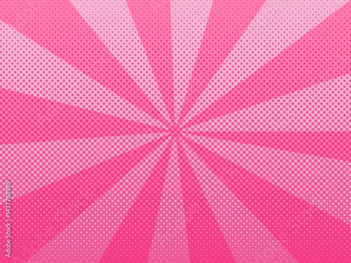 ハーフトーンの集中線　ピンク