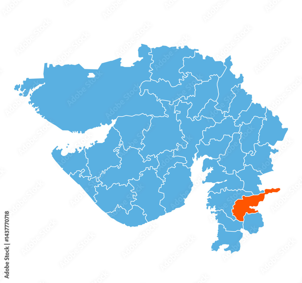 Fototapeta premium Tapi District map Gujarat state of India